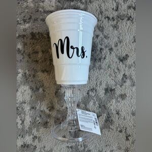 🆕 White 'Mrs.' Goblet with Clear Stem